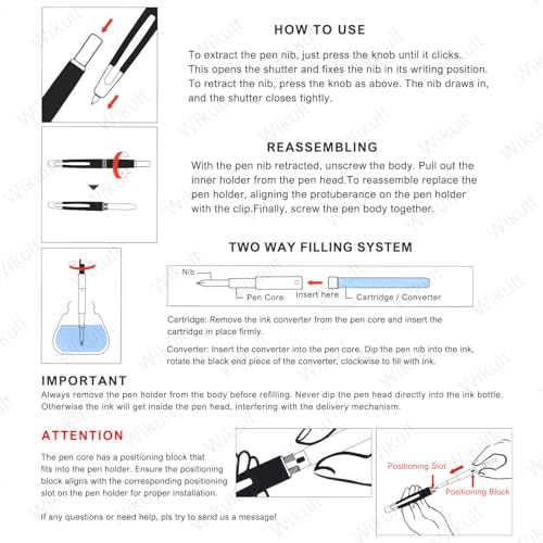 Wikult Jinhao 10 Press Fountain Pen with Box, Gradient Light Purple Retractable Extra Fine Nib with Ink Converter Set (Silver Clip) - Image 5