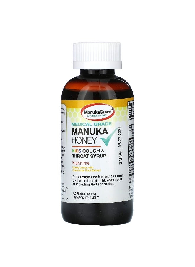 ManukaGuard ManukaGuard, Manuka Honey, Kids Cough & Throat Syrup, Nighttime, Honey Lemon, 4 fl oz (118 ml)  - Image 3