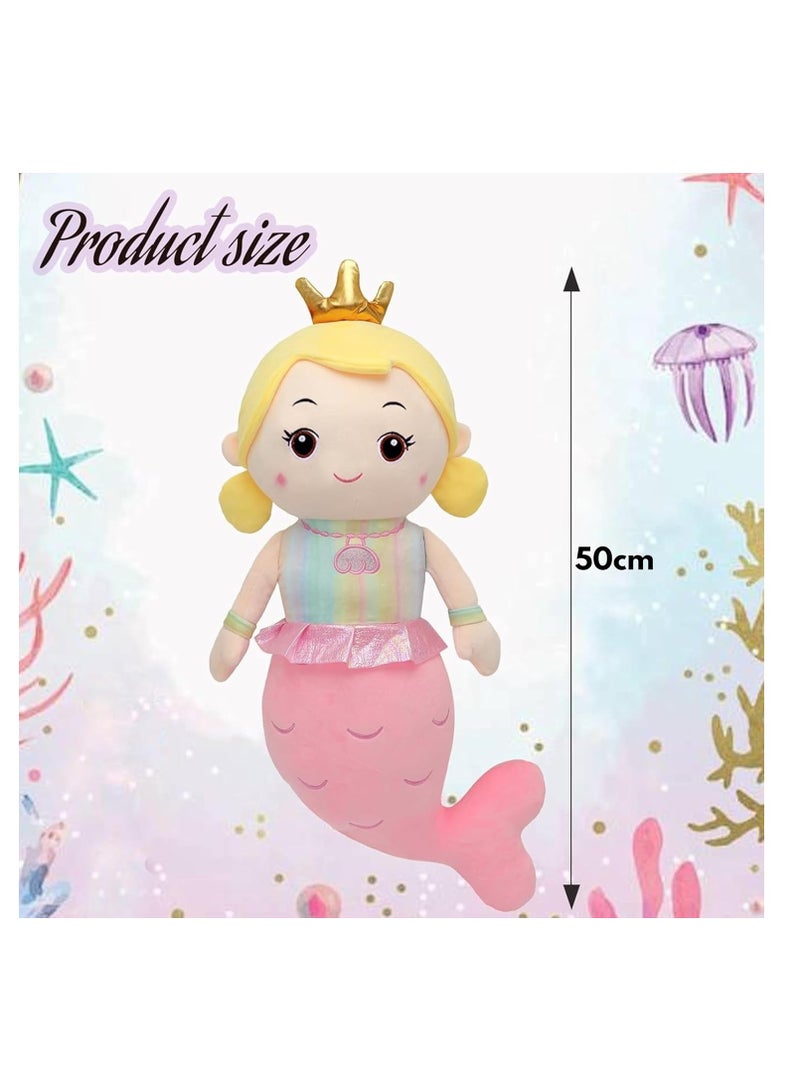 Raxoom 50cm Mermaid Plush Toy – Soft Cuddly Pillow, Cute Stuffed Cushion for Girls, Fluffy Mermaid Doll, Sleeping Companion, Kawaii Throw Pillow, Gift for Kids & Adults, Nursery & Bedroom Decor - Image 3