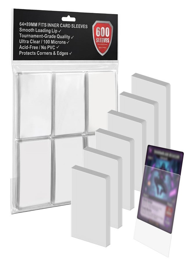 Wtrgas 600 Pack Snug Fit Top‑Loading Inner Sleeves, Clear Card Sleeves, Compatible with MTG & Pokémon, for Trading Card (63×88mm) - Image 1