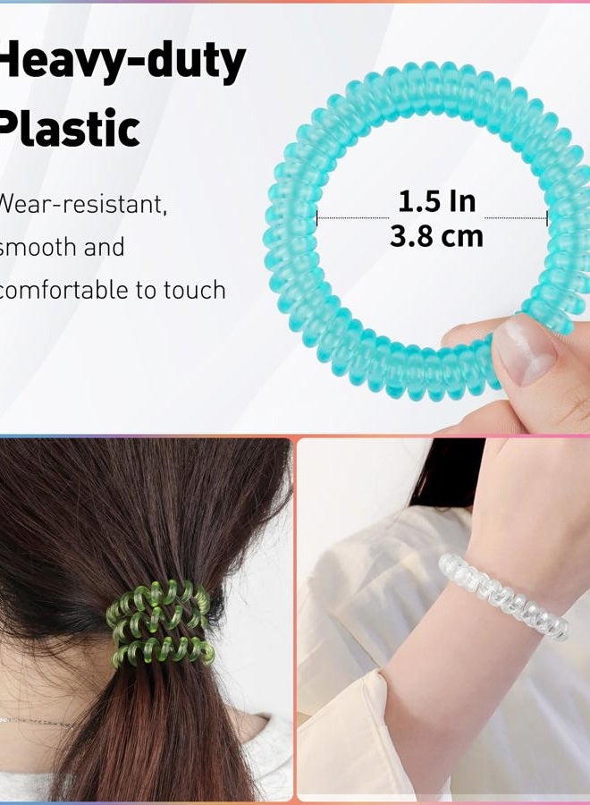 Uniclife 10 Pcs Wrist Spring Spiral Coil Keychains & 10 Pcs Key Tag Labels Plastic Colorful Stretchable Key Holder Wrist Bracelet Keychain with Label Hair Tie for ID Badge Sauna Gym Pool and Sport - Image 4