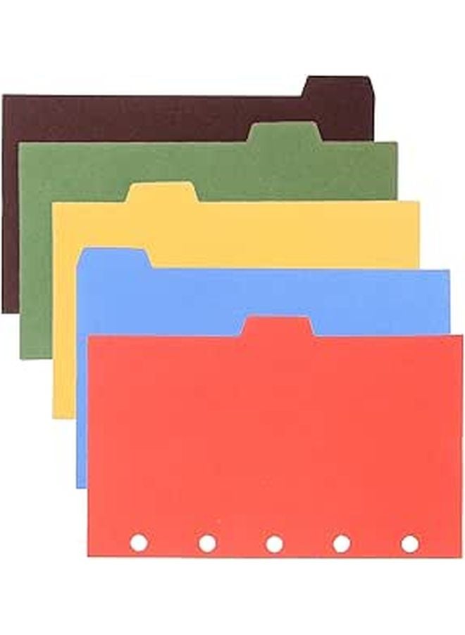 A8 Notebook Index Dividers 5 Hole Binder Dividers with Color Coded Vintage Dutch White Cardstock Tabs - Image 1