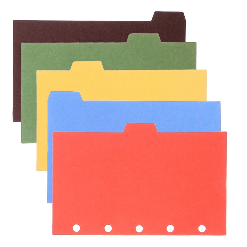 A8 Notebook Index Dividers 5 Hole Binder Dividers with Color Coded Vintage Dutch White Cardstock Tabs - Image 2