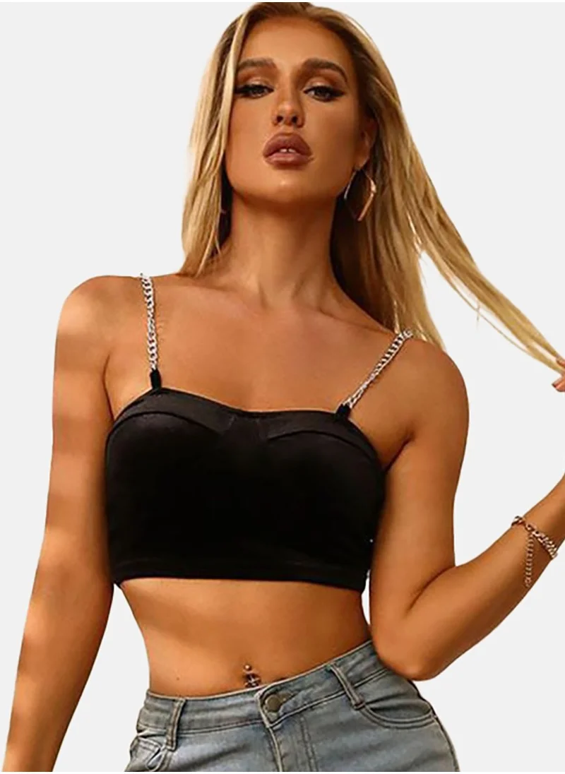يونيكي Women Solid Sweetheart Neck Crop Top
