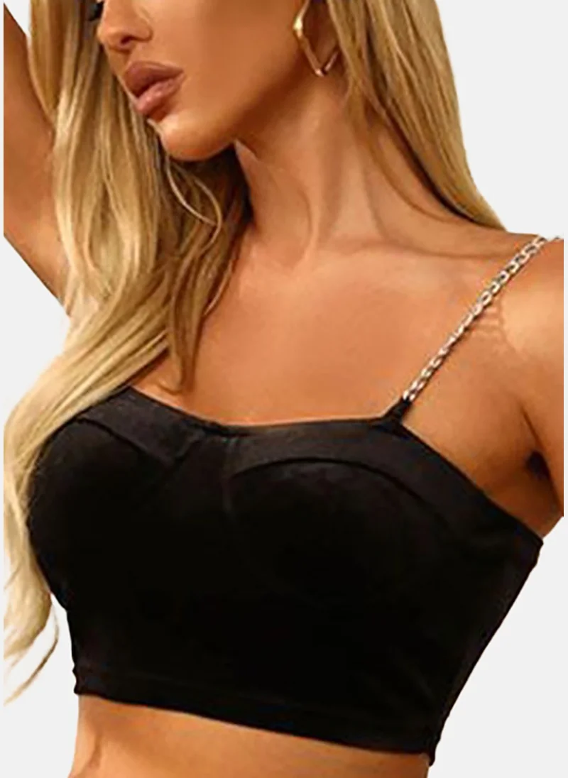 يونيكي Women Solid Sweetheart Neck Crop Top