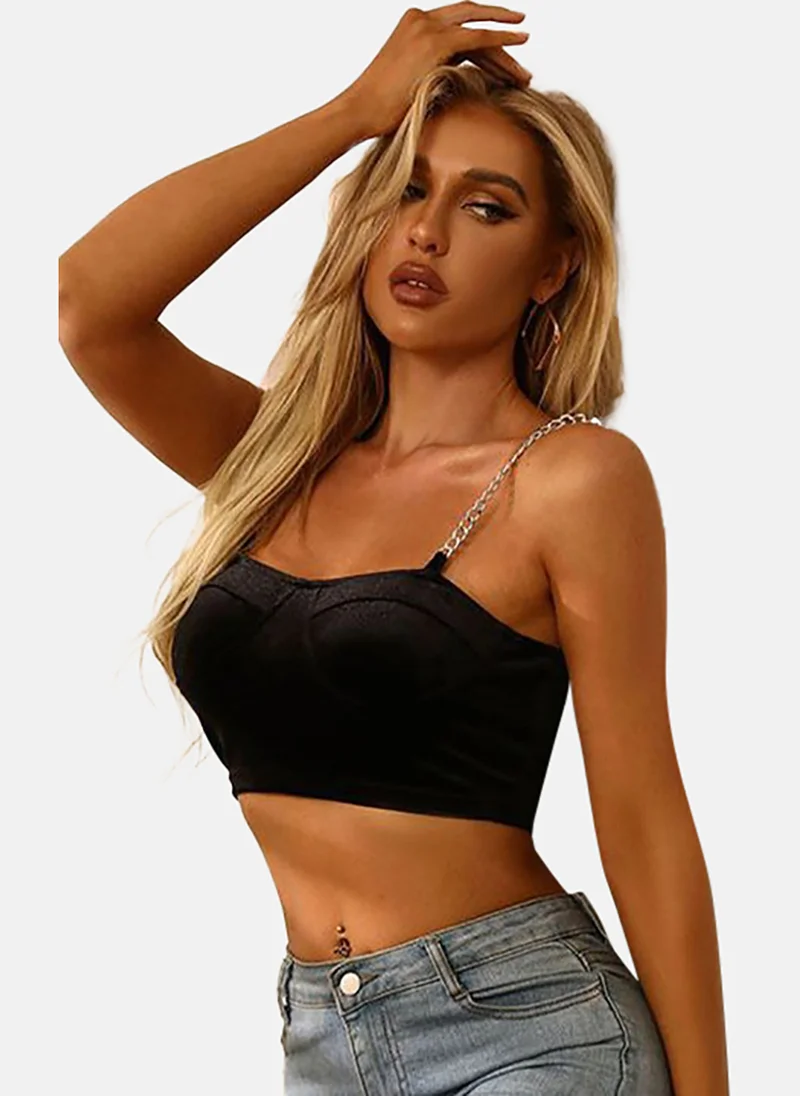 يونيكي Women Solid Sweetheart Neck Crop Top