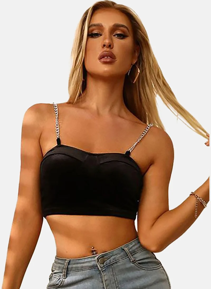 YUNIQEE Women Solid Sweetheart Neck Crop Top