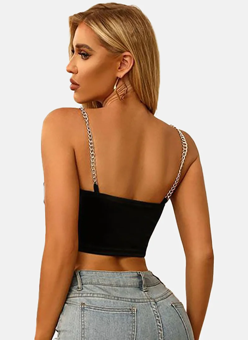 YUNIQEE Women Solid Sweetheart Neck Crop Top