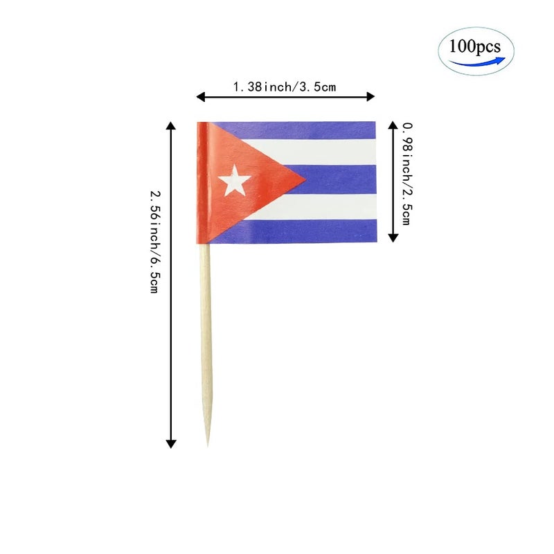 mflagperft Cuba Flag Cuban Small Toothpick Flag Decor Mini Cupcake Toppers Cocktail Food Flags Decorations (100 pcs) - Image 2