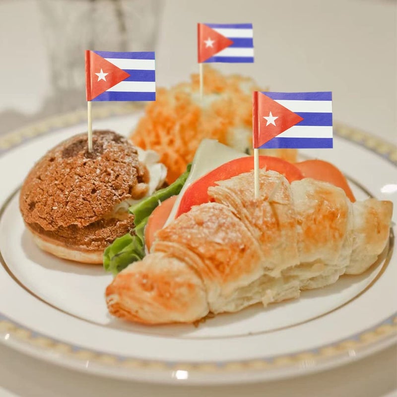 mflagperft Cuba Flag Cuban Small Toothpick Flag Decor Mini Cupcake Toppers Cocktail Food Flags Decorations (100 pcs) - Image 4