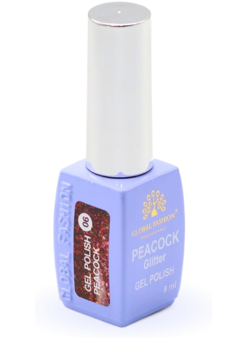 GLOBAL FASHION Professional - Peacock Glitter Gel Polish 8Ml  Long-Lasting Manicure  (Color 06) - Image 1