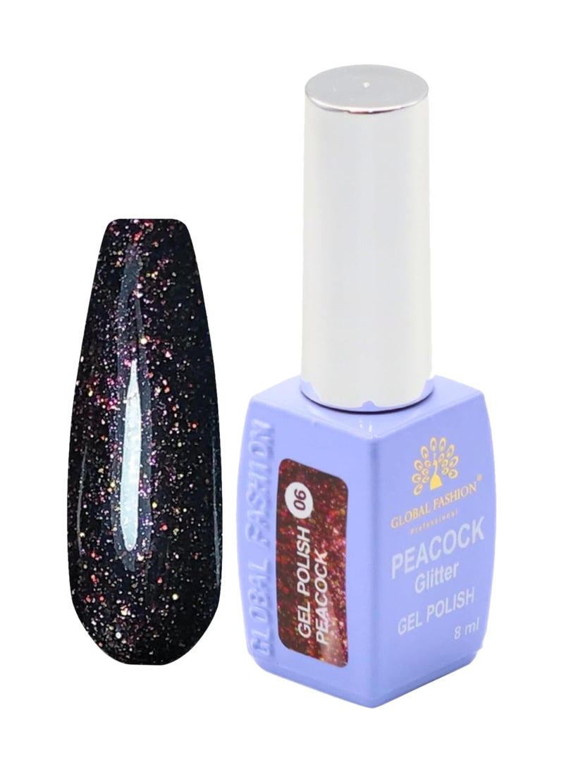 GLOBAL FASHION Professional - Peacock Glitter Gel Polish 8Ml  Long-Lasting Manicure  (Color 06) - Image 1