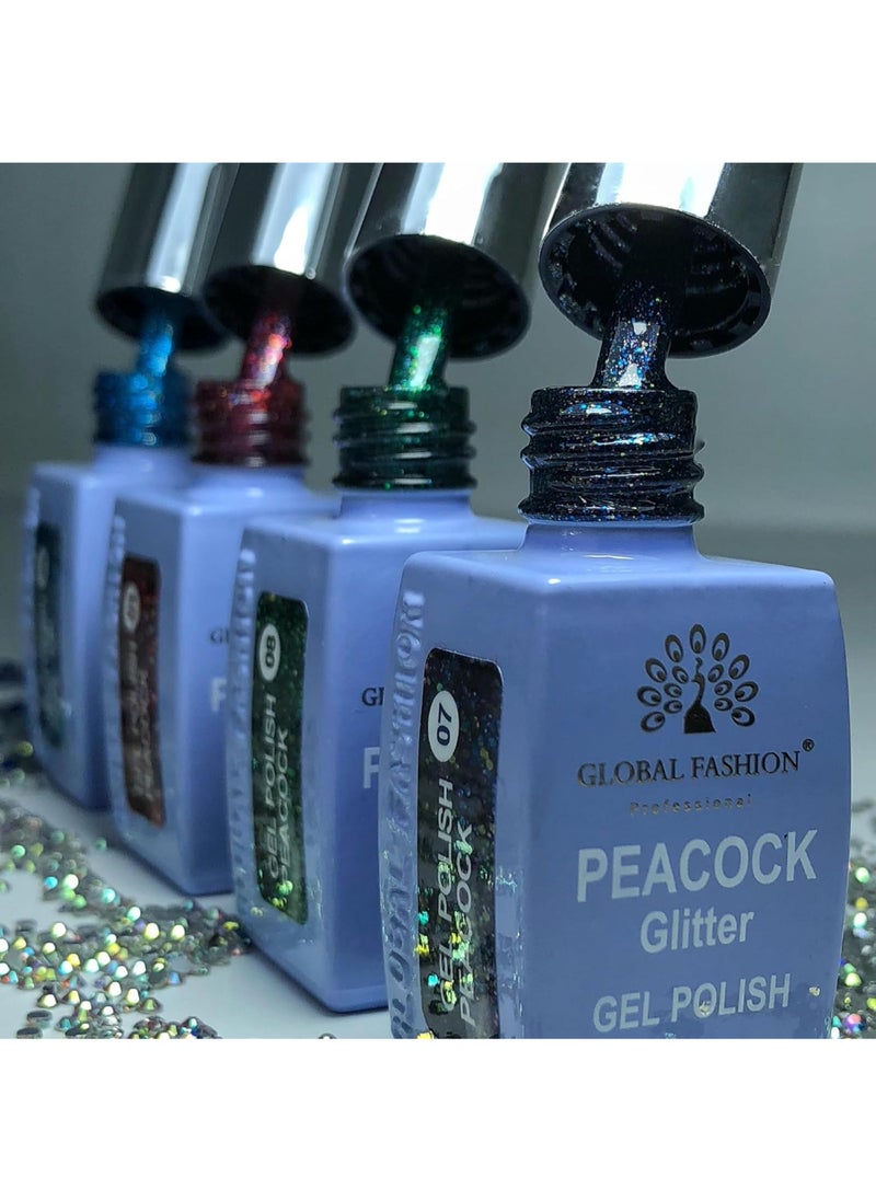 GLOBAL FASHION Professional - Peacock Glitter Gel Polish 8Ml  Long-Lasting Manicure  (Color 06) - Image 1