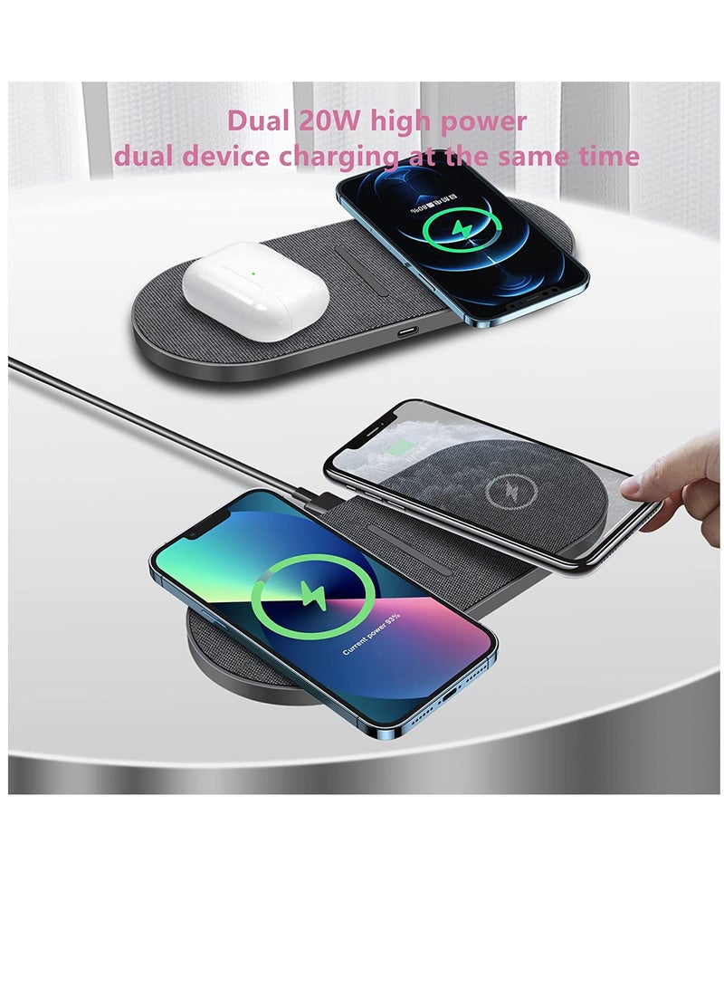 SYOSI Dual 20W Wireless Charging Pad 2 in 1 Fast Wireless Charge Mat for iPhone 13 12 11 Pro Max Mini SE X XS for Apple Airpods 3 2 Pro 15W Qi Wireless Charger Station - Image 2