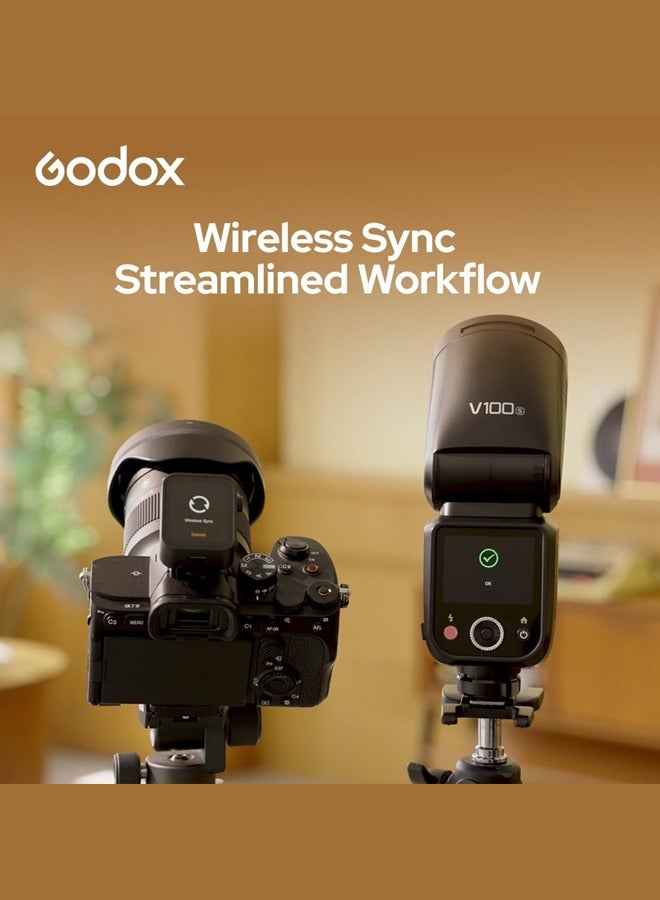 Godox V100N Camera Flash Speedlite, V100 N Touch Screen Flash, TTL HSS 1/8000s, Compatible with Nikon Z6III Z8 Z5 Z50II Z50 Zfc Z6II Z30 Z6 Z50II Z7II Z8 Z9 and D3500 D850 D7500 D5600 D5300 D750 D780