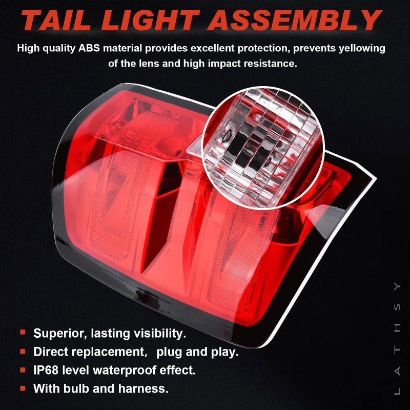 Lathsy Tail Light Compatible With 2014-2019 Chevy Silverado 1500 2500 HD GMC Sierra 3500 HD Left Driver Side Taillight Replace 23431875 Halogen - Image 5