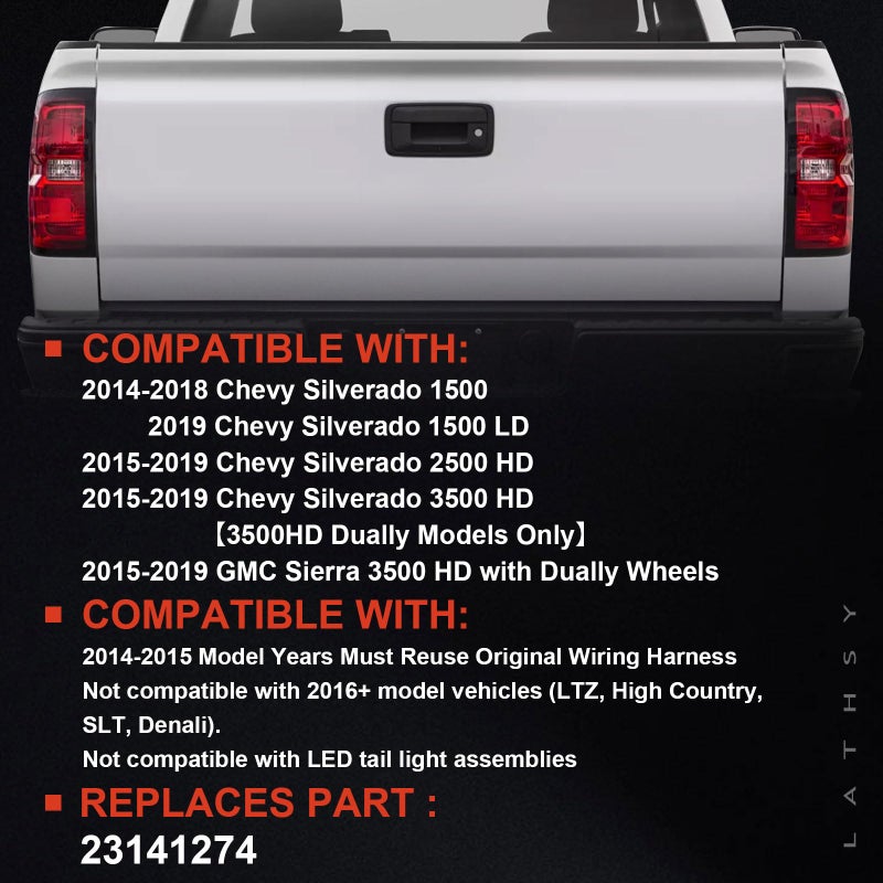 Lathsy Tail Light Compatible With 2014-2019 Chevy Silverado 1500 2500 HD GMC Sierra 3500 HD Left Driver Side Taillight Replace 23431875 Halogen - Image 2