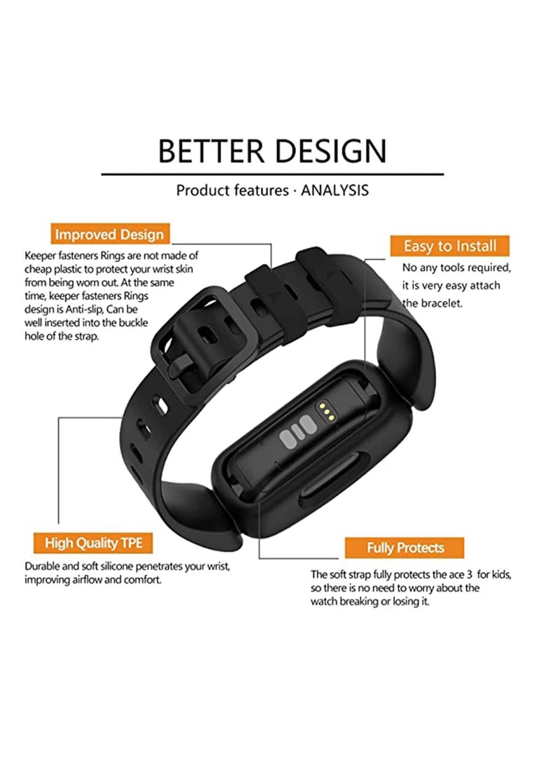 Captaintech Bands Fit for Fitbit Ace 3 for Kids, Soft Silicone Waterproof Bracelet Accessories Sports Watch Strap Replacement for Fitbit Ace 3 Boys Girl - Image 3