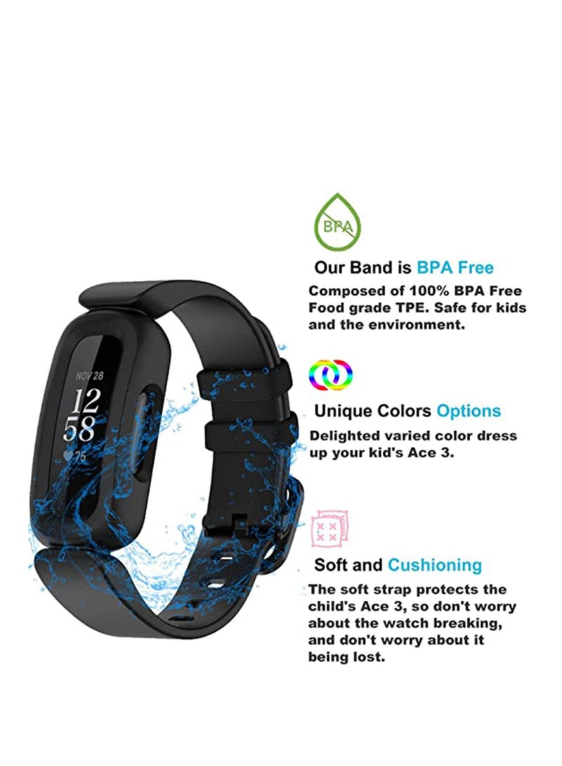 Captaintech Bands Fit for Fitbit Ace 3 for Kids, Soft Silicone Waterproof Bracelet Accessories Sports Watch Strap Replacement for Fitbit Ace 3 Boys Girl - Image 4