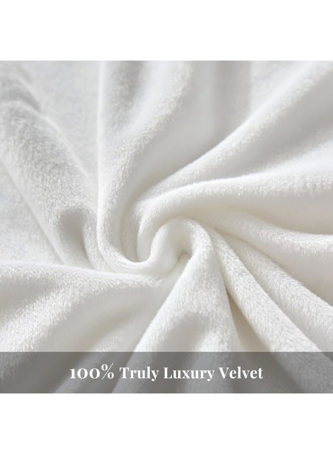 WARMDERN White Flannel Velvet Duvet Cover Queen Size Duvet Cover Bedding Sets, 3pcs Ultra Soft Luxury Textured Modern Crystal Velvet Duvet Covers with Zipper Closure(White, Queen) - Image 4