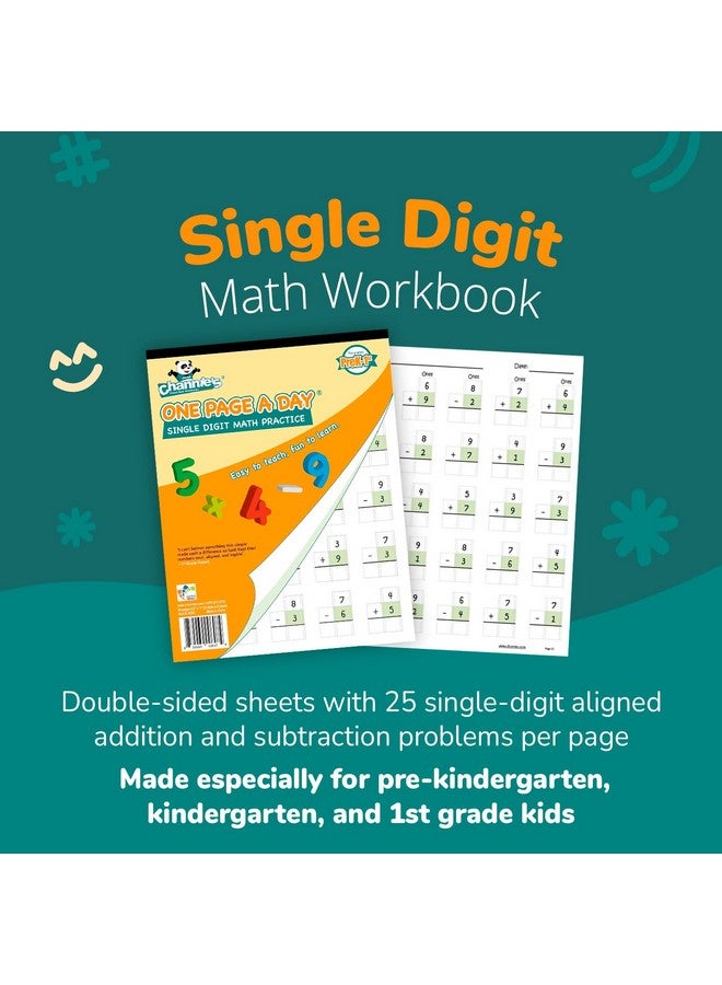 Channie's Channie’s One Page A Day Single Digit Addition & Subtraction Workbook for Pre-Kindergarten - 1st Grade Elementary School Students, Single Digit Math Practice, 50 Pages - Image 2