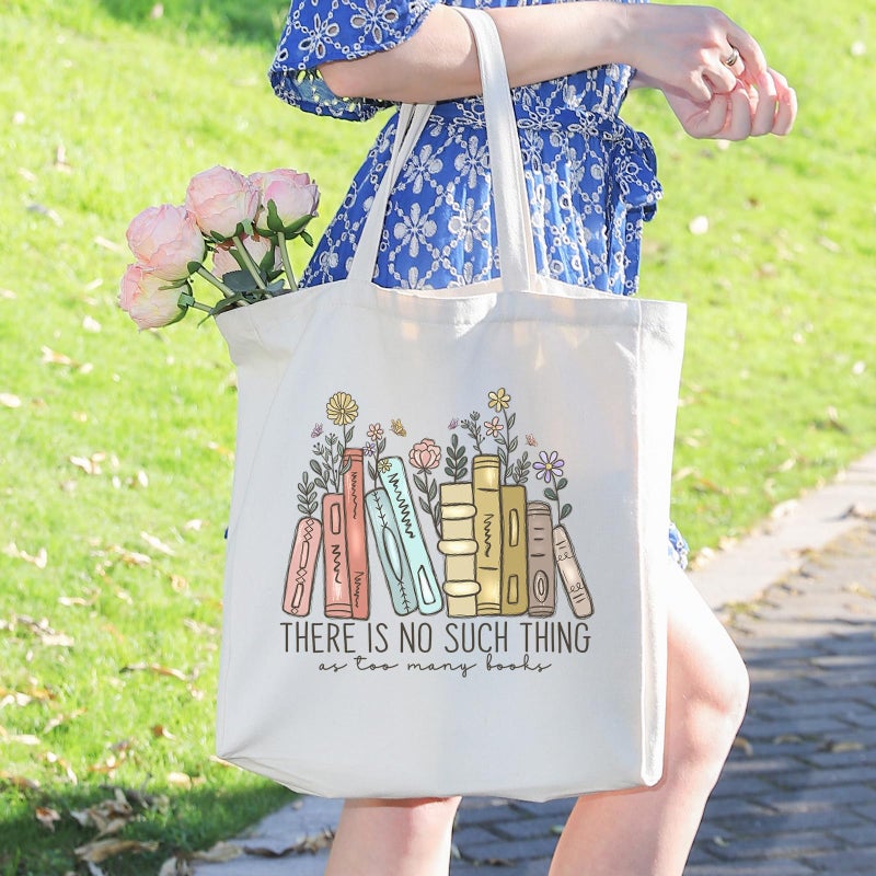 LEADO Cute Canvas Tote Bag with Pocket, Book Lovers Gifts - Mothers Day, Birthday, Book Club Gifts for Book Lovers Women - Reading Accessories, Librarian, Bookish, Readers, Teacher, Library Present - Image 2