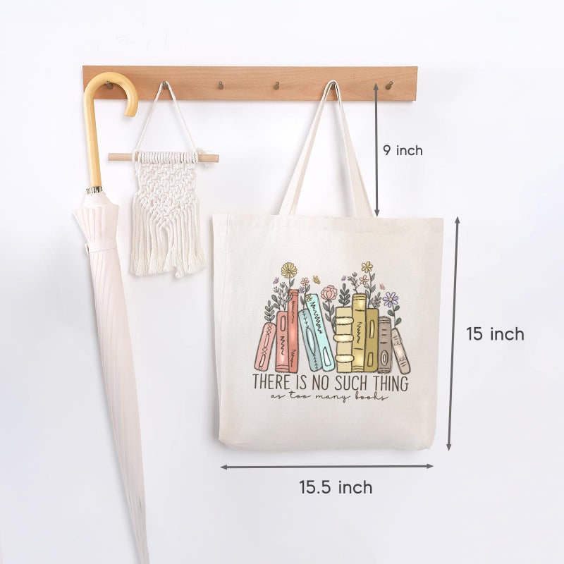 LEADO Cute Canvas Tote Bag with Pocket, Book Lovers Gifts - Mothers Day, Birthday, Book Club Gifts for Book Lovers Women - Reading Accessories, Librarian, Bookish, Readers, Teacher, Library Present - Image 5