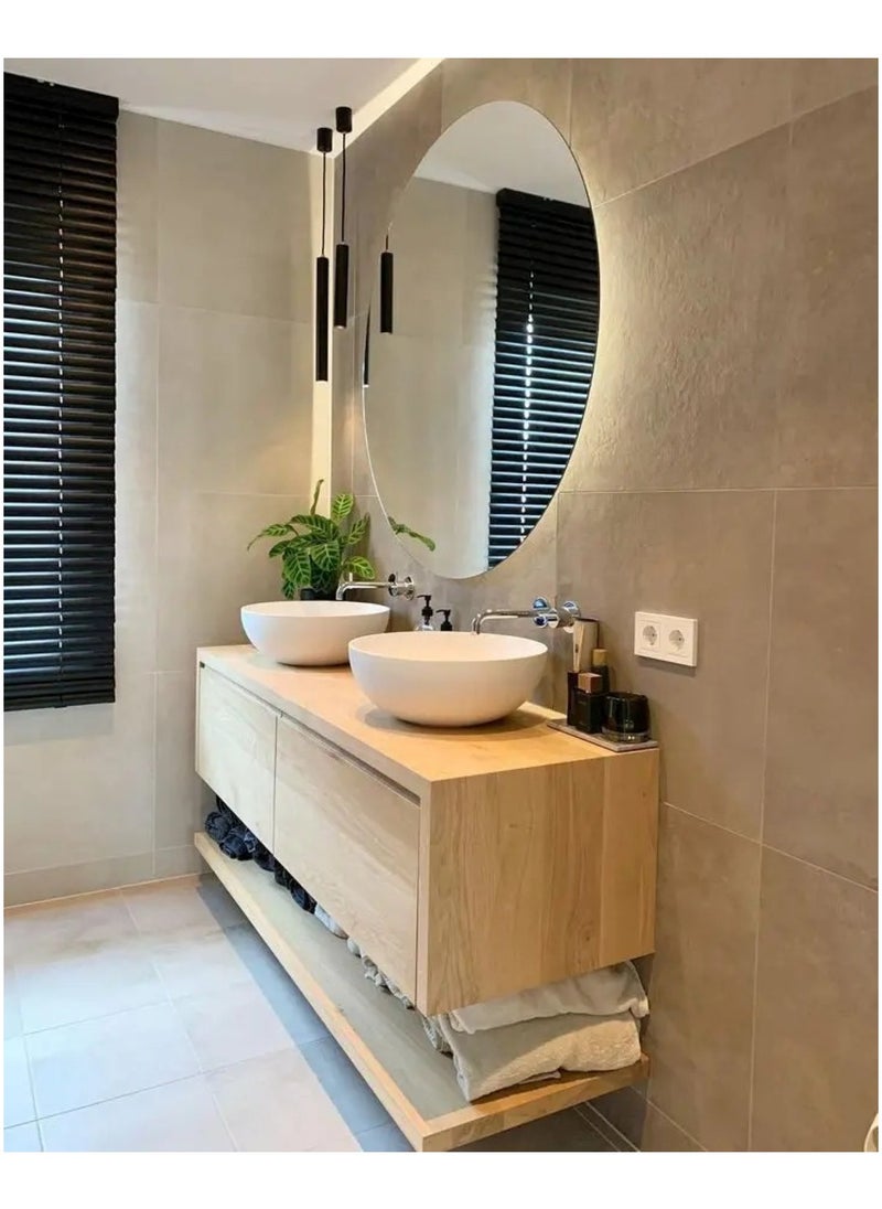 Huitich - Gold Round Frameless Wall Mirror With Light 60cm - Image 1