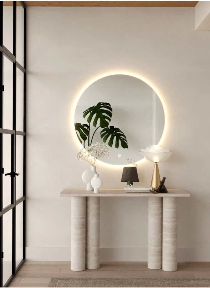 Huitich - Gold Round Frameless Wall Mirror With Light 60cm - Image 1