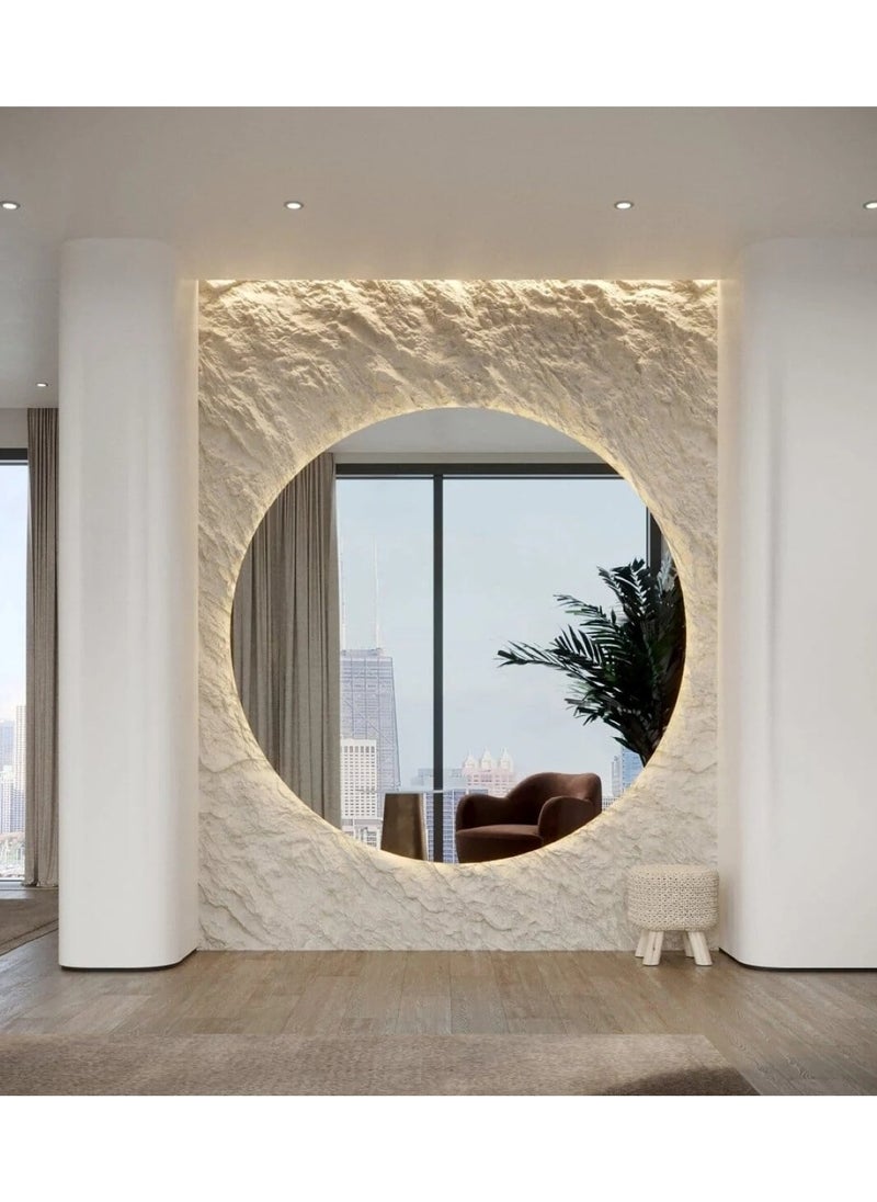 Huitich - Gold Round Frameless Wall Mirror With Light 60cm - Image 1
