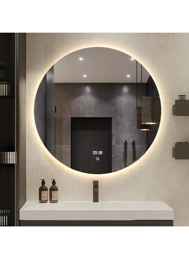 Huitich - Gold Round Frameless Wall Mirror With Light 60cm - Image 1