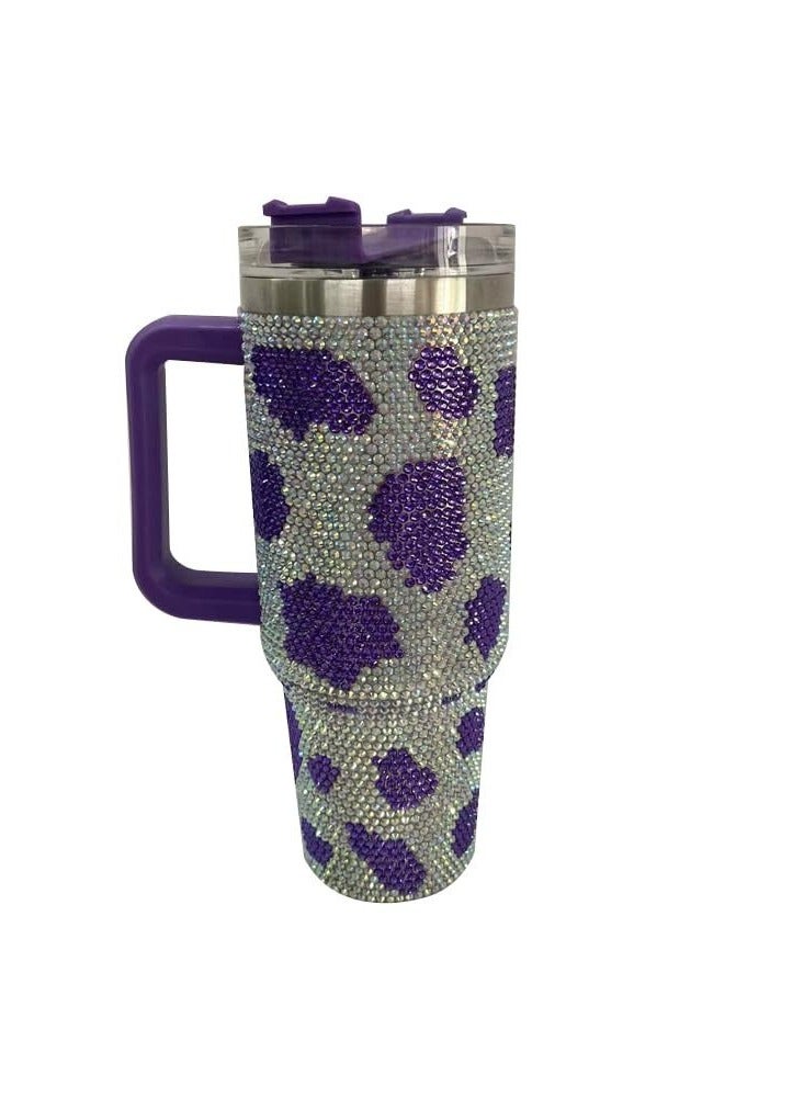 40oz Rhinestone Tumbler Stainless Steel Straw Women Cup Shiny Diamond Travel Car Thermoses Coffee Mug Water Bottle Drinkware