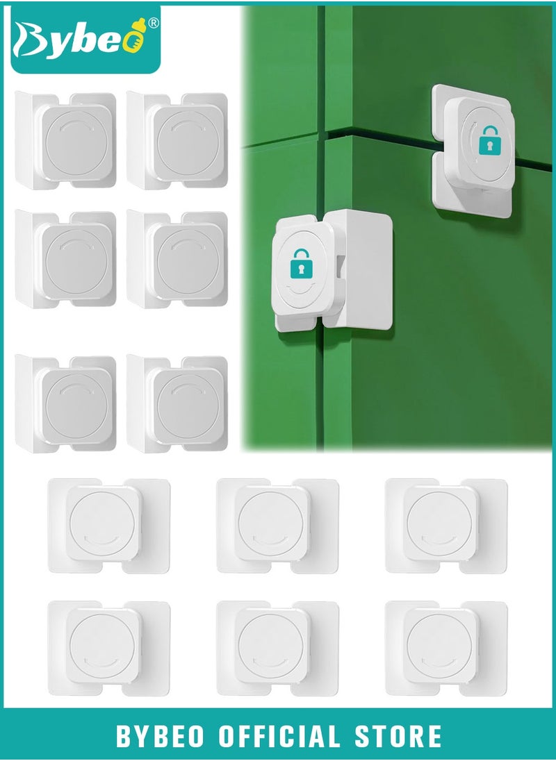 Bybeo 12-Piece Baby Safety Locks, Kids Security Locks Set, Adjustable Children Safety Locker for Freezer, Cabinet, Drawers, Door, 3M Adhesive Pads, No Drilling, Ideal for Toddlers Children and Kids  - Image 1