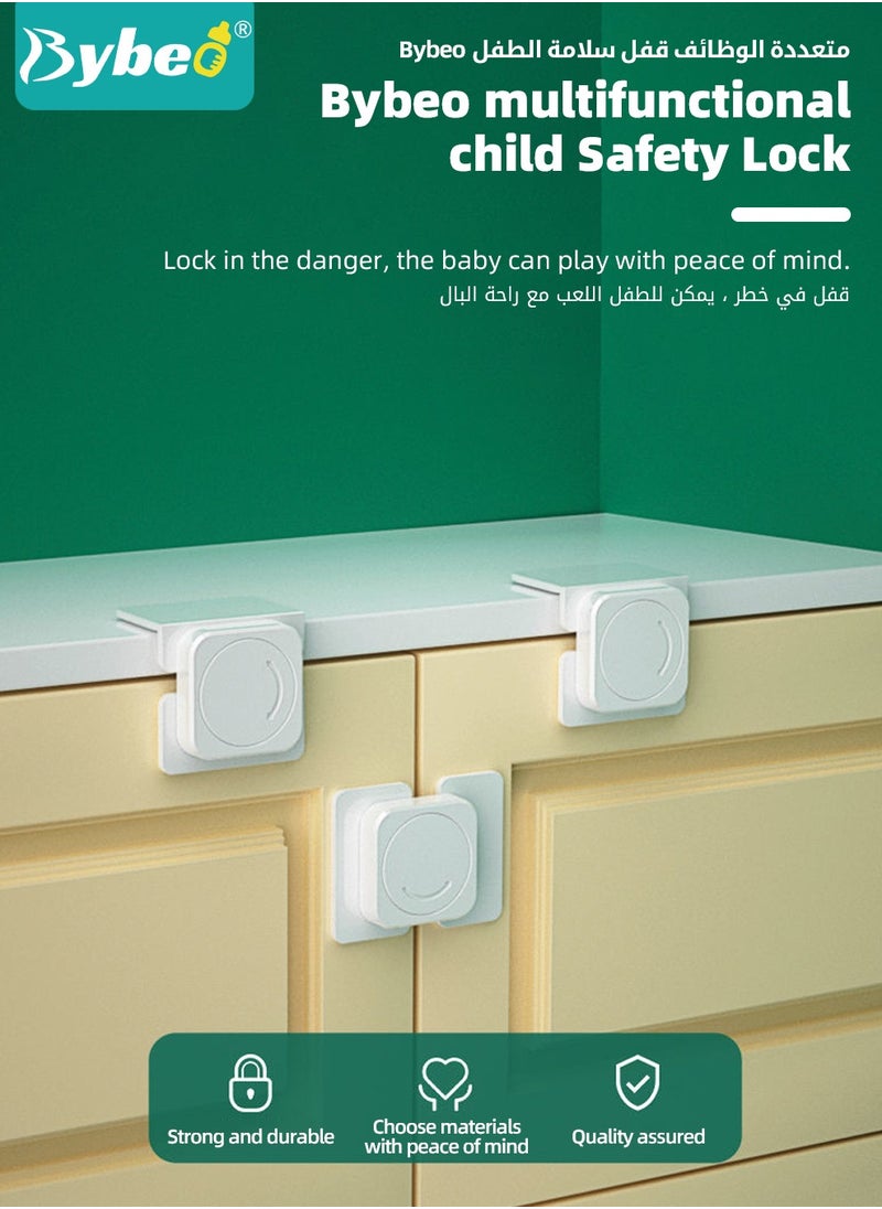 Bybeo 12-Piece Baby Safety Locks, Kids Security Locks Set, Adjustable Children Safety Locker for Freezer, Cabinet, Drawers, Door, 3M Adhesive Pads, No Drilling, Ideal for Toddlers Children and Kids  - Image 2