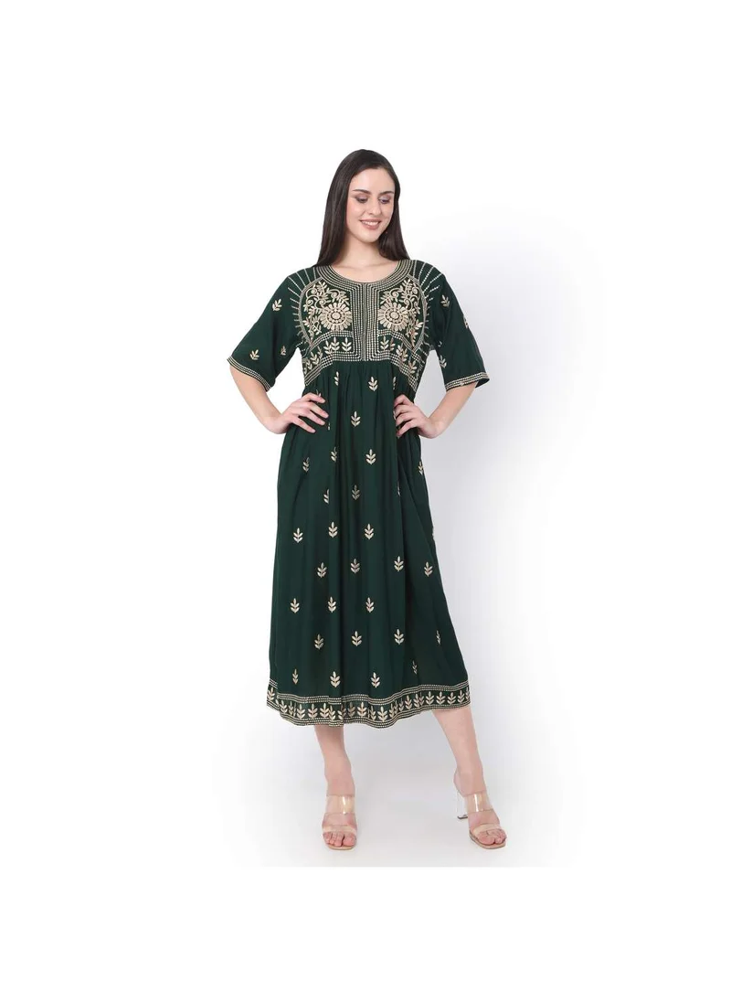 هانا آند سارا MODEST THICK EMBRODERED WITH HALF SLEEVES HIGH QUALITY STYLISH ARABIC KAFTAN JALABIYA DRESS