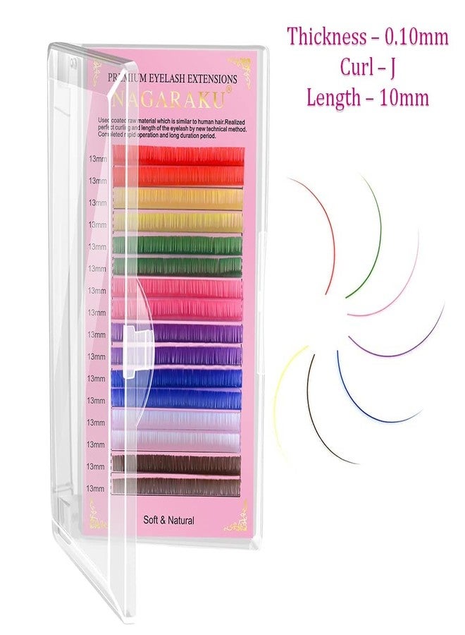 NAGARAKU Colored Eyelash Extensions 8 Colors Rainbow 0.07mm B curl 10mm Individual Lashes Purple Blue Pink Brown Classic Professional Salon Supplies - Image 2