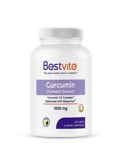 BESTVITE Curcumin 1000mg (Turmeric)(120 Tablets) Made with Curcumin C3 Complex & Bioperine - Standardized to 95% Curcuminoids - Vegan  - Image 1