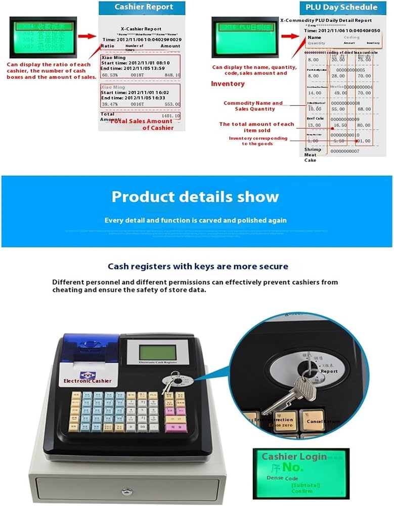 NOWAZA Electronic Cash Register, Electronic Cash Register, Cash Register Suitable For Restaurants/supermarkets/clothing Stores/hamburger Shops/milk Tea Shops, for Shops Businesses - Image 3