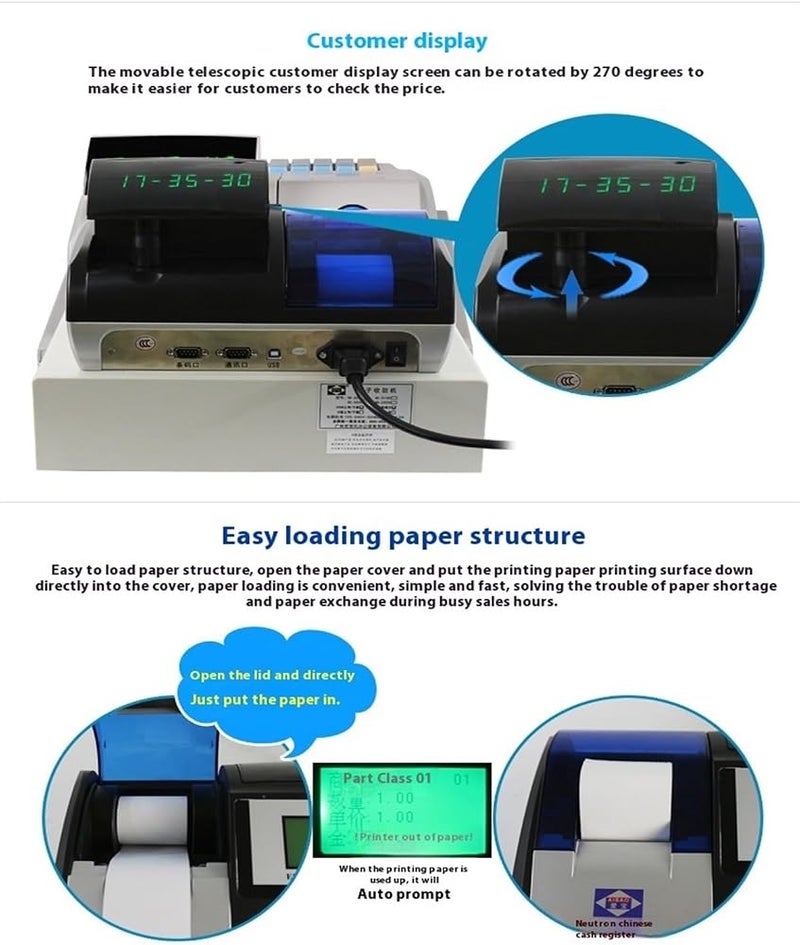 NOWAZA Electronic Cash Register, Electronic Cash Register, Cash Register Suitable For Restaurants/supermarkets/clothing Stores/hamburger Shops/milk Tea Shops, for Shops Businesses - Image 5