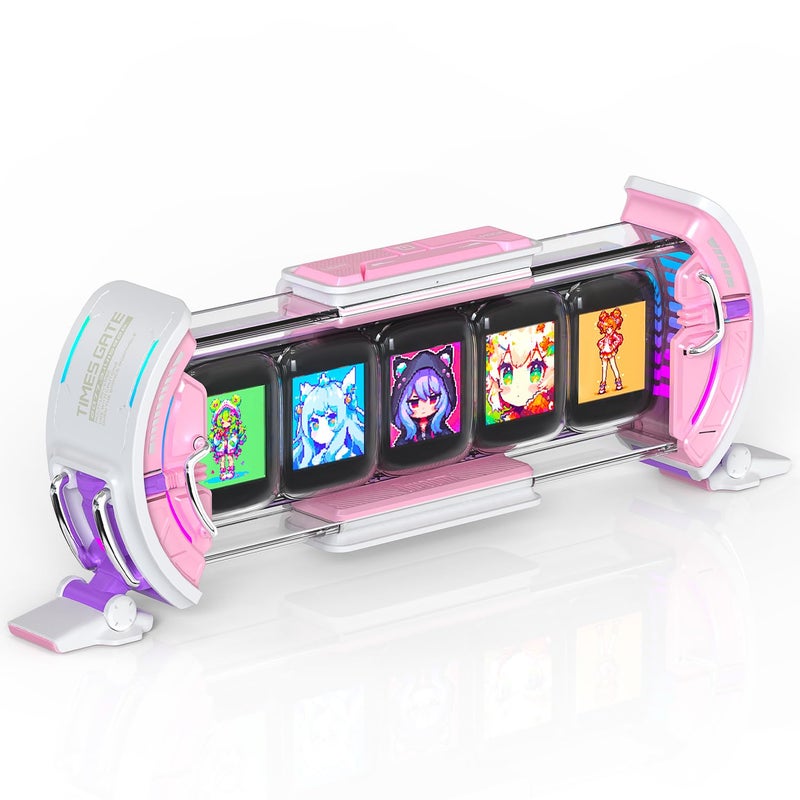 Divoom Times Gate - Cute Gaming Digital Clock with Smart App-Controlled, Support Weather Forecast, Stock Market/Exchange Rate, Social Media, Pixel Art Display for Gamers & Home Office Decor (Pink) - Image 1