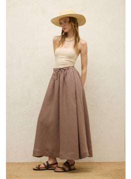 Loose Cut Linen Skirt Dusty Rose