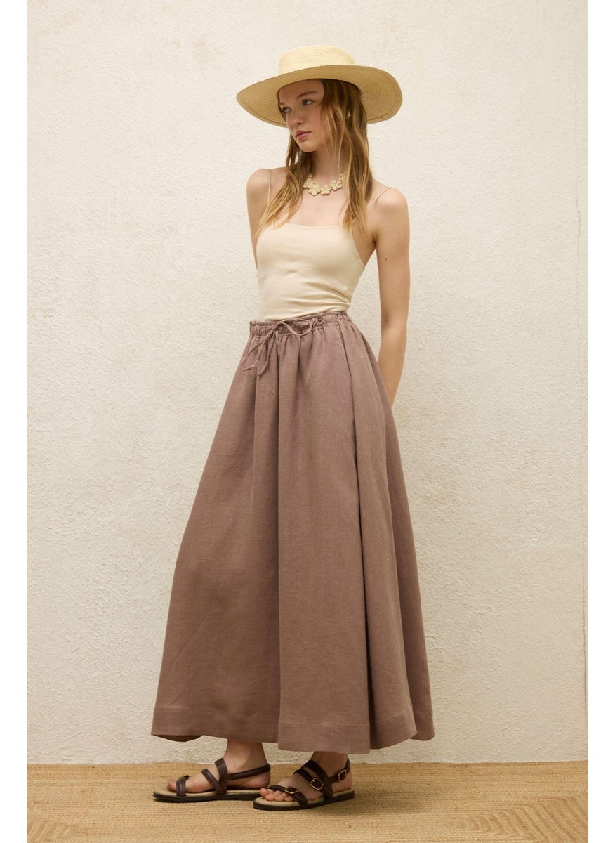 Manuka - Loose Cut Linen Skirt Dusty Rose - Image 1