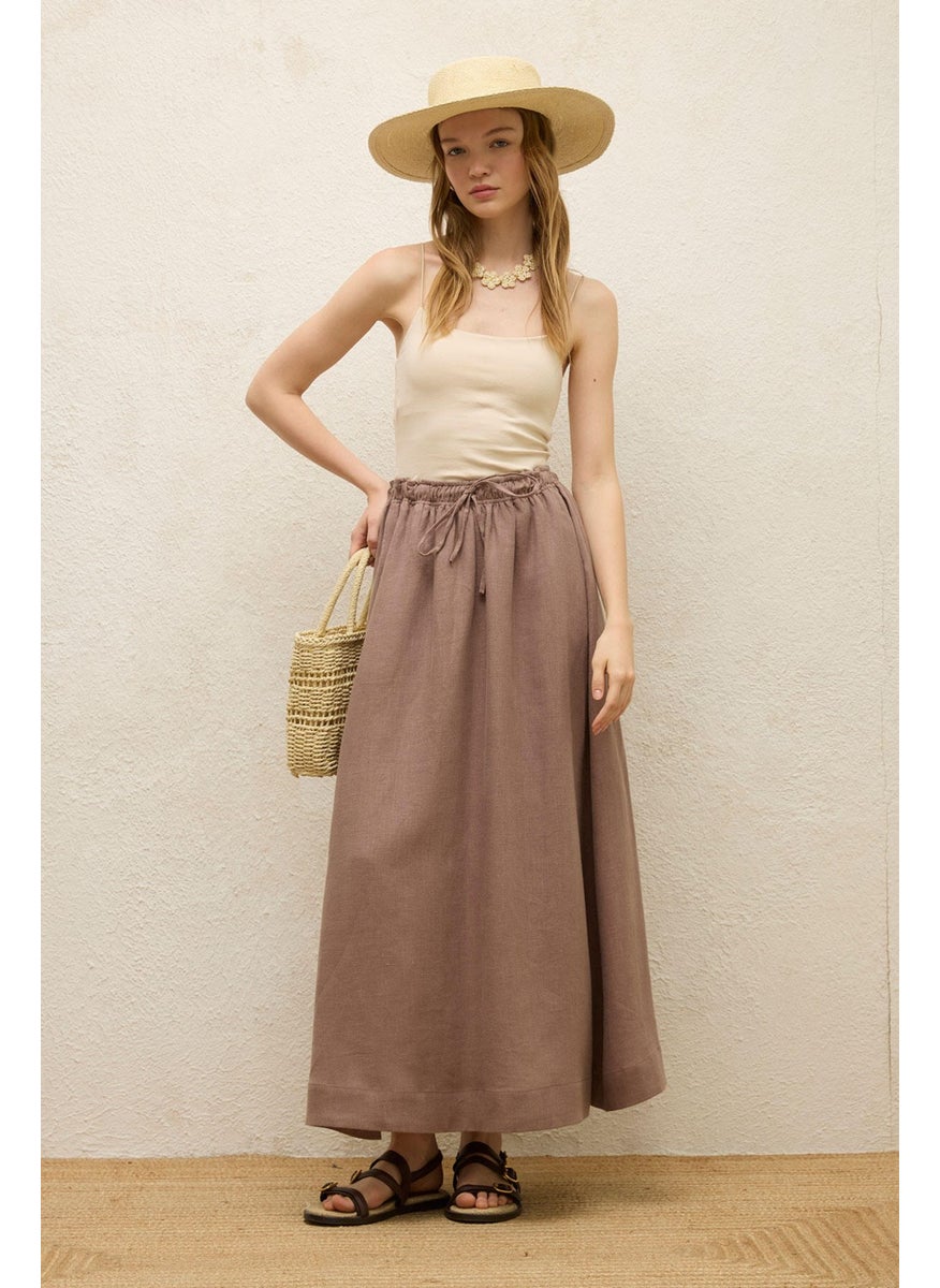 Manuka - Loose Cut Linen Skirt Dusty Rose - Image 1