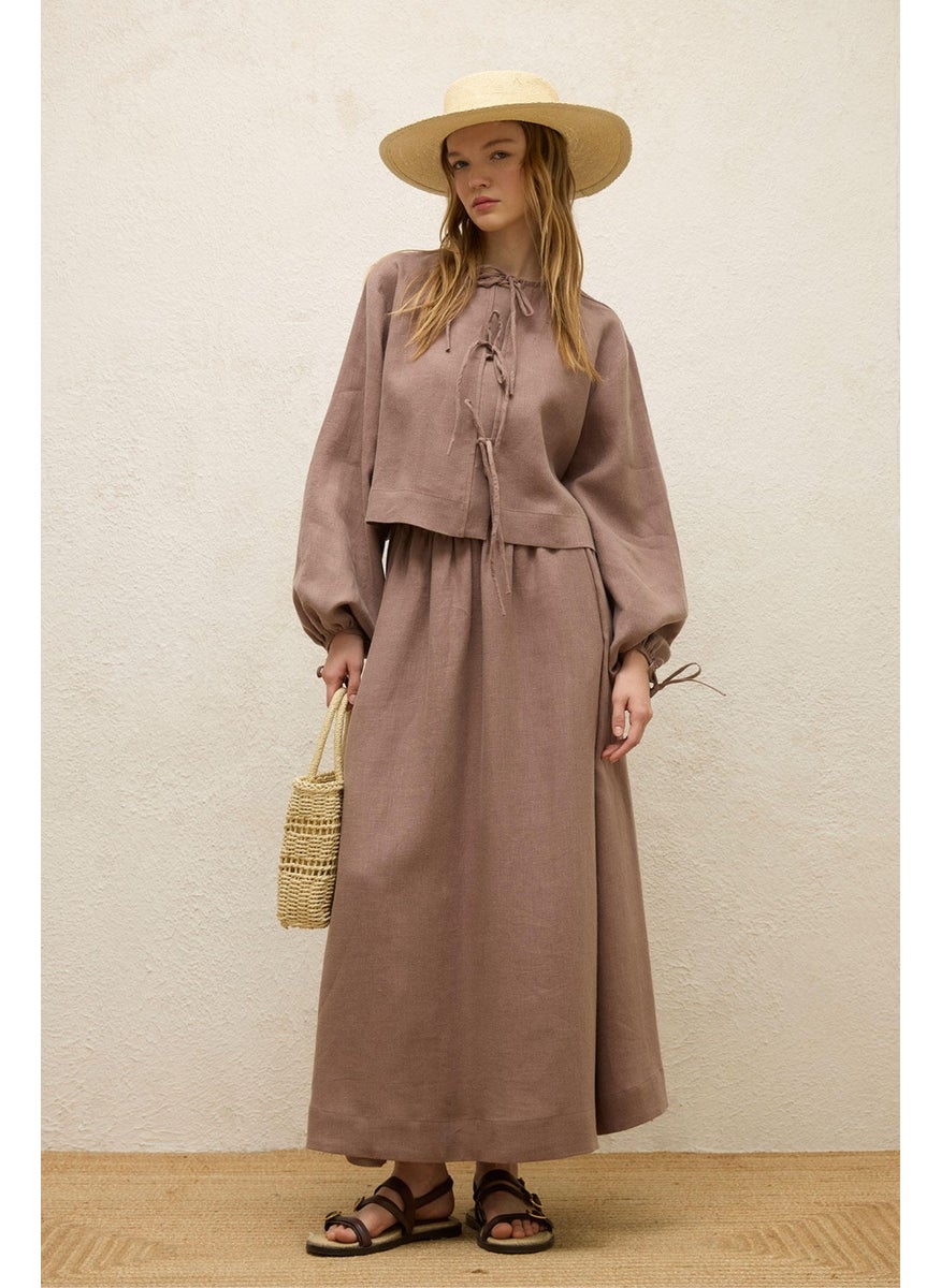 Manuka - Loose Cut Linen Skirt Dusty Rose - Image 1