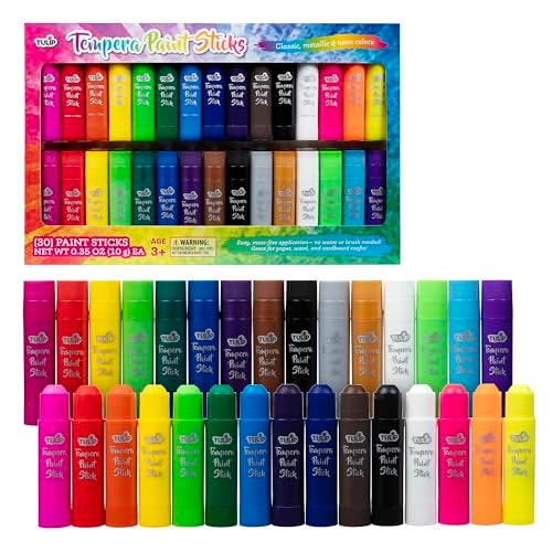 TULIP Tempera Paint FullSize Sticks Mega 30 Pack for Kids Rainbow Colors Age 3 Activity Play Date Fun Set - Image 1