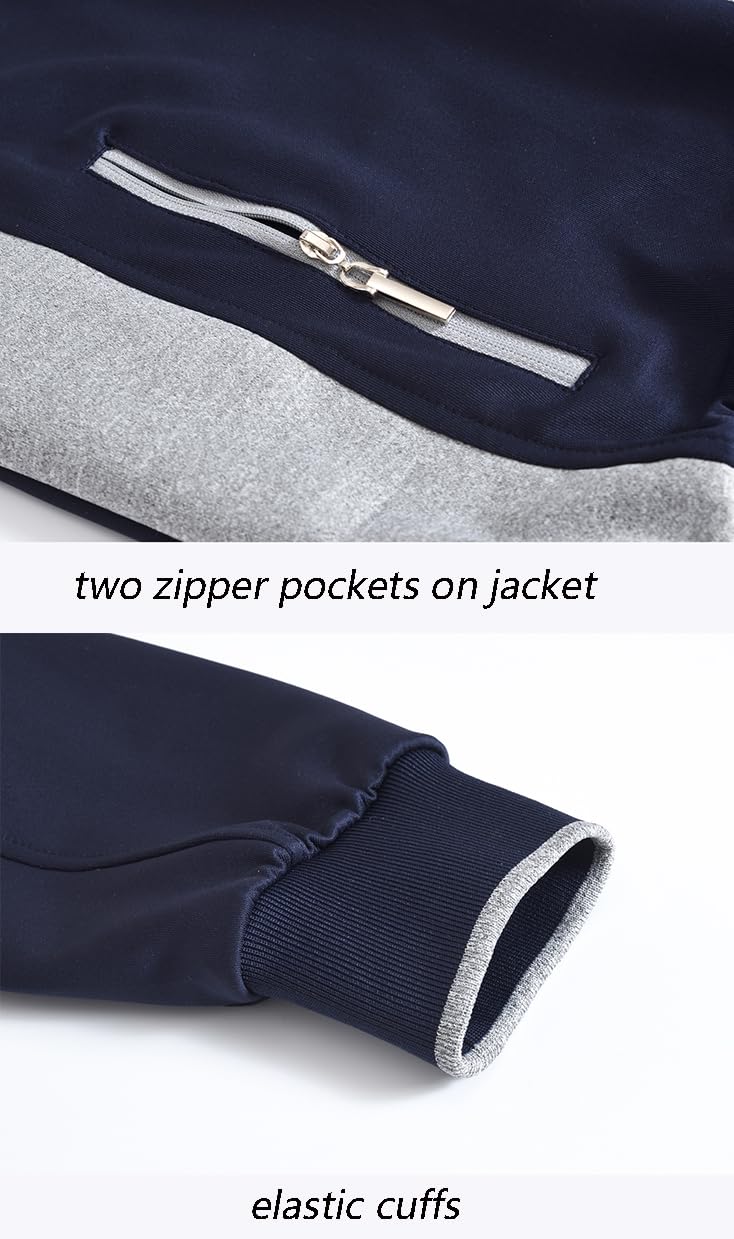 YSENTO Men's Tracksuits Outfits Set 2 Piece Jogging Suits Warm Up Sweatsuits Sweat Track Suits Sets Navy Grey XXL - Image 4