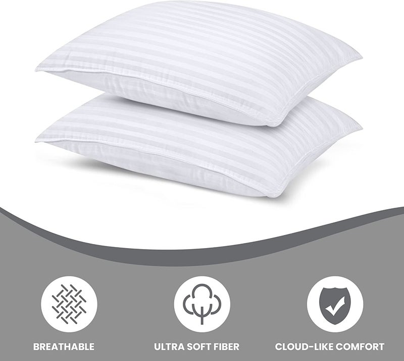 Kwality Dreams Kwality Dreams Standard Pillows for Sleeping | Set of 2 | Down Alternative Pillows for Side Back and Stomach Sleepers, Soft and Supportive Gusseted Pillow (17 * 27inch White Sattin)  - Image 3
