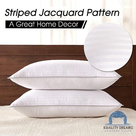 Kwality Dreams Kwality Dreams Standard Pillows for Sleeping | Set of 2 | Down Alternative Pillows for Side Back and Stomach Sleepers, Soft and Supportive Gusseted Pillow (17 * 27inch White Sattin)  - Image 2