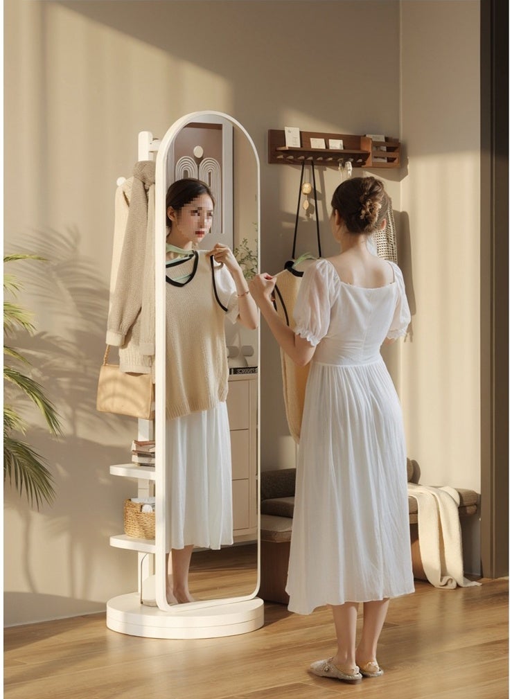 Full Length Mirror with Coat Rack, 30x40x168cm, Rotating Floor Mirror with Storage Shelves and Hooks, Large Standing Dressing Mirror, Space Saving Full Body Mirror for Entryway, Living Room, Bedroom, CSJ168B - Image 3