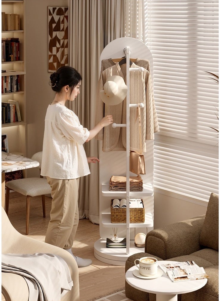 Full Length Mirror with Coat Rack, 30x40x168cm, Rotating Floor Mirror with Storage Shelves and Hooks, Large Standing Dressing Mirror, Space Saving Full Body Mirror for Entryway, Living Room, Bedroom, CSJ168B - Image 4